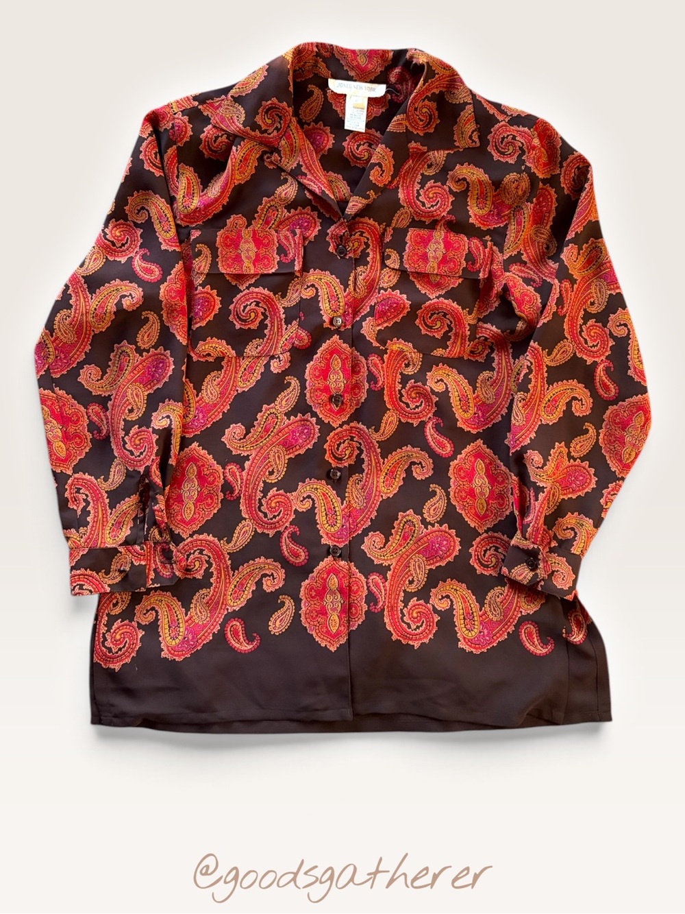 Jones New York Paisley Blouse Women’s 8 Brown Rust Boho